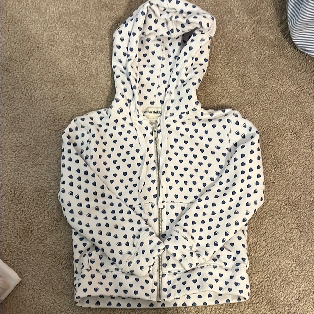 Like New Girls Roller Rabbit Hoodie Blue Heart Pattern